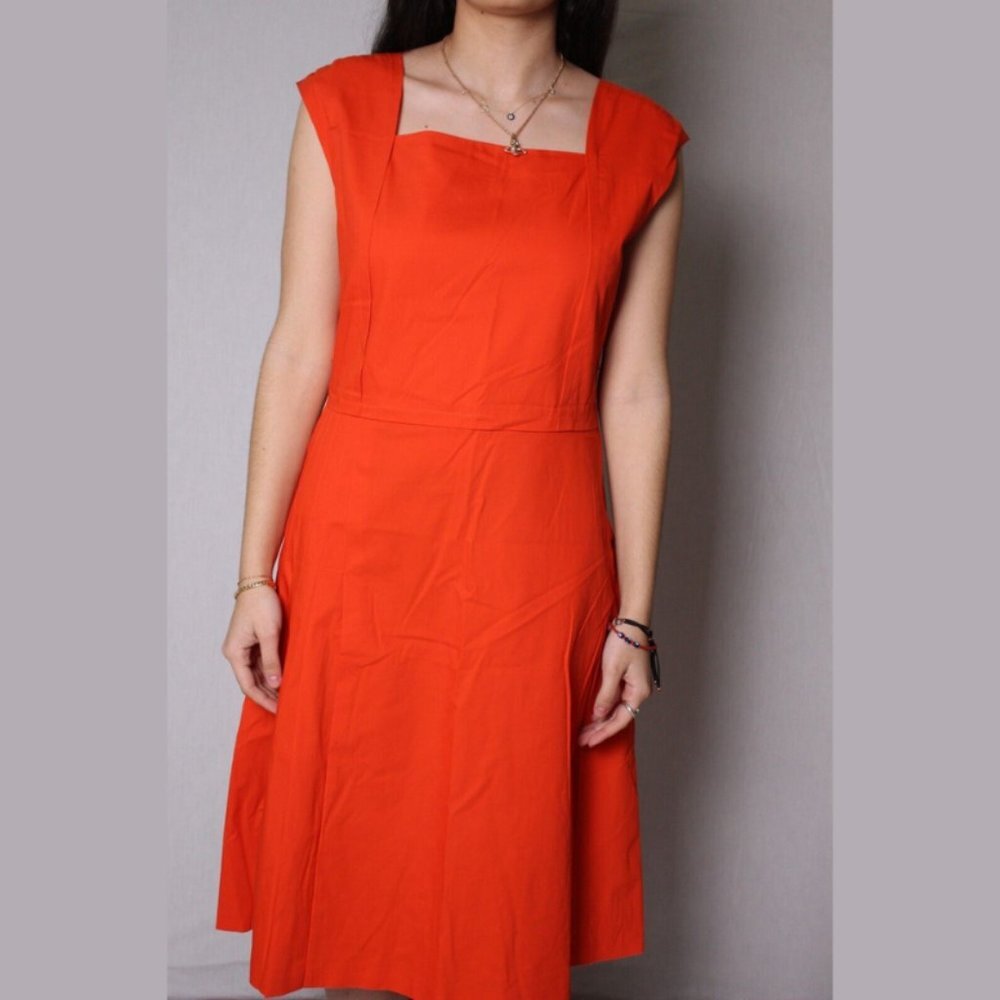Salvatore Ferragamo Women's Floral Summer Dress Size 46 IT $1490 NWT TANGERINE - Picture 3 of 8